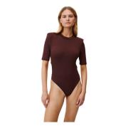 Bruine Schouderpad Bodysuit Undress Code , Brown , Dames