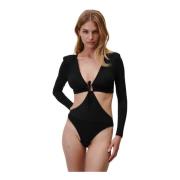 Zwart Cutout Bodysuit Undress Code , Black , Dames