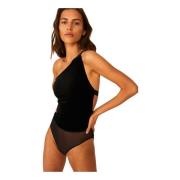 Geometrische Rug Bodysuit Undress Code , Black , Dames