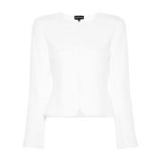 Witte Wafel Gebreide Jas Emporio Armani , White , Dames