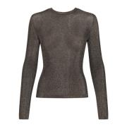 Diepe Rug Blouse Warm Grijs Metallic Gestuz , Gray , Dames