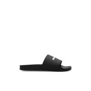 Slides met Logo Palm Angels , Black , Heren