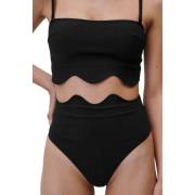 Gerimpelde Hoge Taille Bikini Broek Undress Code , Black , Dames