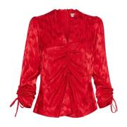 Rode Gedrapeerde Blouse Dalilagz Stijl Gestuz , Red , Dames