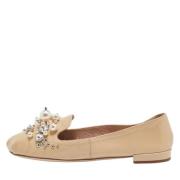 Pre-owned Leather flats Miu Miu Pre-owned , Beige , Dames