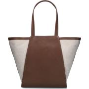 Bruin Leren Canvas Shopper Blaise Markberg , Brown , Dames