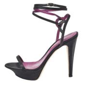 Pre-owned Satin sandals Sergio Rossi Pre-owned , Black , Dames