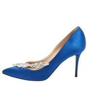 Pre-owned Satin heels Manolo Blahnik Pre-owned , Blue , Dames