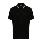 Zwarte Polo Shirt Gestreepte Rand Logo Emporio Armani , Black , Heren