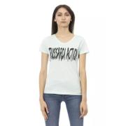 Elegant Blauw V-hals T-shirt Trussardi , Blue , Dames