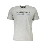 Grijze Katoenen Print Logo T-Shirt North Sails , Gray , Heren