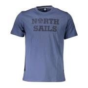 Blauw Katoenen T-shirt met Ronde Hals en Print North Sails , Blue , He...