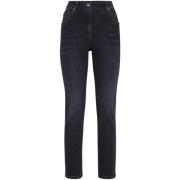 Donker Zwart Denim Jeans Brunello Cucinelli , Black , Dames