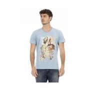 Blauw Katoenen T-shirt met Frontprint Trussardi , Blue , Heren