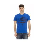 Elegant Blauw T-shirt met Korte Mouwen en Frontprint Trussardi , Blue ...