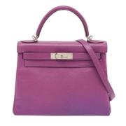 Pre-owned Leather handbags Hermès Vintage , Purple , Dames