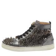 Pre-owned Leather sneakers Christian Louboutin Pre-owned , Gray , Dame...