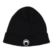 Zwarte Wollen Beanie Muts Ribgebreid Marine Serre , Black , Unisex