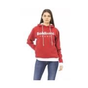 Chique Rode Katoenen Hoodie met Logo Baldinini , Red , Dames