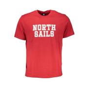 Rode Katoenen Logo Print T-Shirt North Sails , Red , Heren