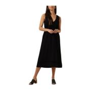 Cristy Zwarte Midi Jurk Dames Suncoo , Black , Dames