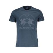 Blauw Logo T-shirt met ronde hals La Martina , Blue , Heren