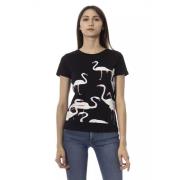 Chique Zwart T-shirt met Korte Mouwen Trussardi , Black , Dames