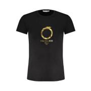 Zwart Katoenen T-shirt met Print Logo Trussardi , Black , Dames