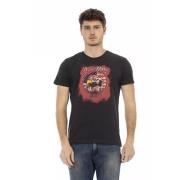 Stijlvolle ronde hals T-shirt met frontprint Trussardi , Black , Heren