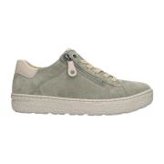 Groene Suède Sneakers met Bruine Accenten Hartjes , Green , Dames