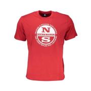 Rode Katoenen Logo Print T-Shirt North Sails , Red , Heren