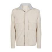 Suede Overshirt Jas Eleventy , Beige , Heren