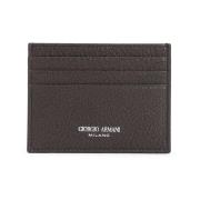 Bruin Leren Creditcardhouder Giorgio Armani , Brown , Heren