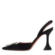 Pre-owned Satin heels Amina Muaddi Pre-owned , Black , Dames