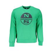 Geborstelde Sweatshirt met Logo Print North Sails , Green , Heren