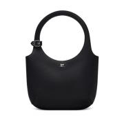 Zwarte Leren Tote Tas met Logo Courrèges , Black , Dames