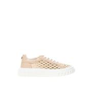 Chique Beige Leren Sneakers Casadei , Beige , Dames