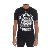 Chique zwart T-shirt met 'RIDERS'-motief Frankie Morello , Black , Her...