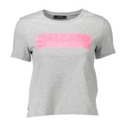 Stijlvol grijs bedrukt T-shirt met ronde halslijn Guess , Gray , Dames