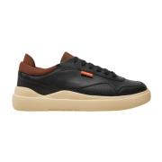 Zwarte Leren Sneakers met Kleurrijke Details Hugo Boss , Black , Heren