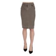 Elegante Grijze Pencil Skirt met Logo Details Just Cavalli , Gray , Da...