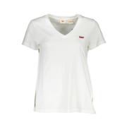 Stijlvol wit logo V-hals T-shirt Levi's , White , Heren