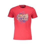 Rood Katoen Logo Print T-Shirt Cavalli Class , Red , Heren