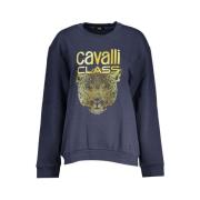 Blauw Fleece Sweatshirt met Ronde Hals Cavalli Class , Blue , Heren