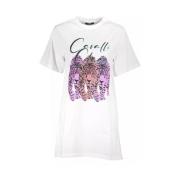 Chique witte katoenen jurk met iconische print Cavalli Class , White ,...