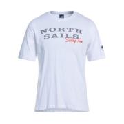 Wit Rubberen Logo T-shirt North Sails , White , Heren