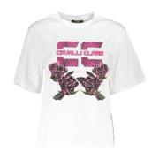 Wit katoenen T-shirt met ontwerpprint Cavalli Class , White , Dames