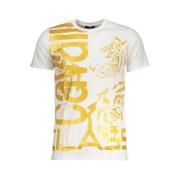 Korte Mouw T-shirt met Logo Print Cavalli Class , White , Heren