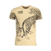 Beige Katoen Print Logo T-Shirt Cavalli Class , Beige , Heren