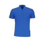 Blauw Katoenen Poloshirt met Logo Napapijri , Blue , Heren